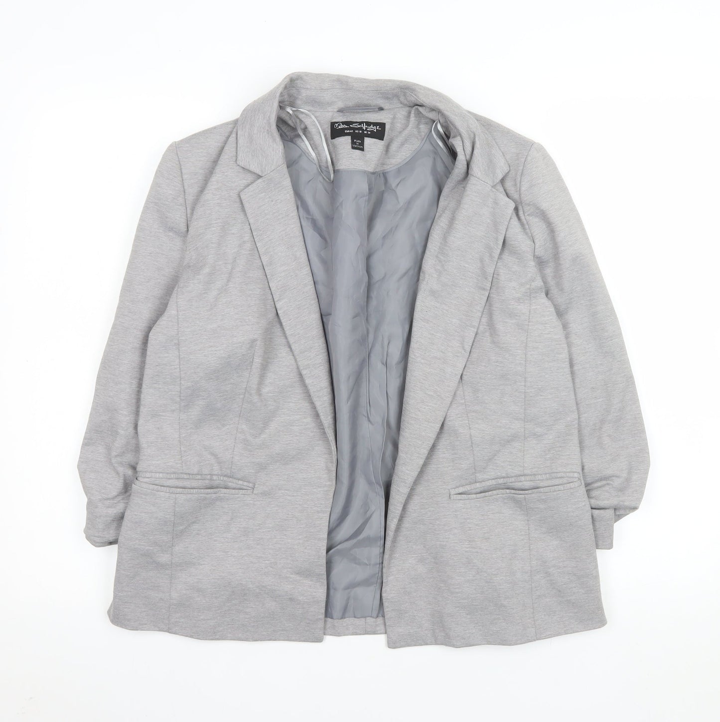 Miss Selfridge Women's Grey Blazer Jacket UK 14 Regular Fit Woven Lined