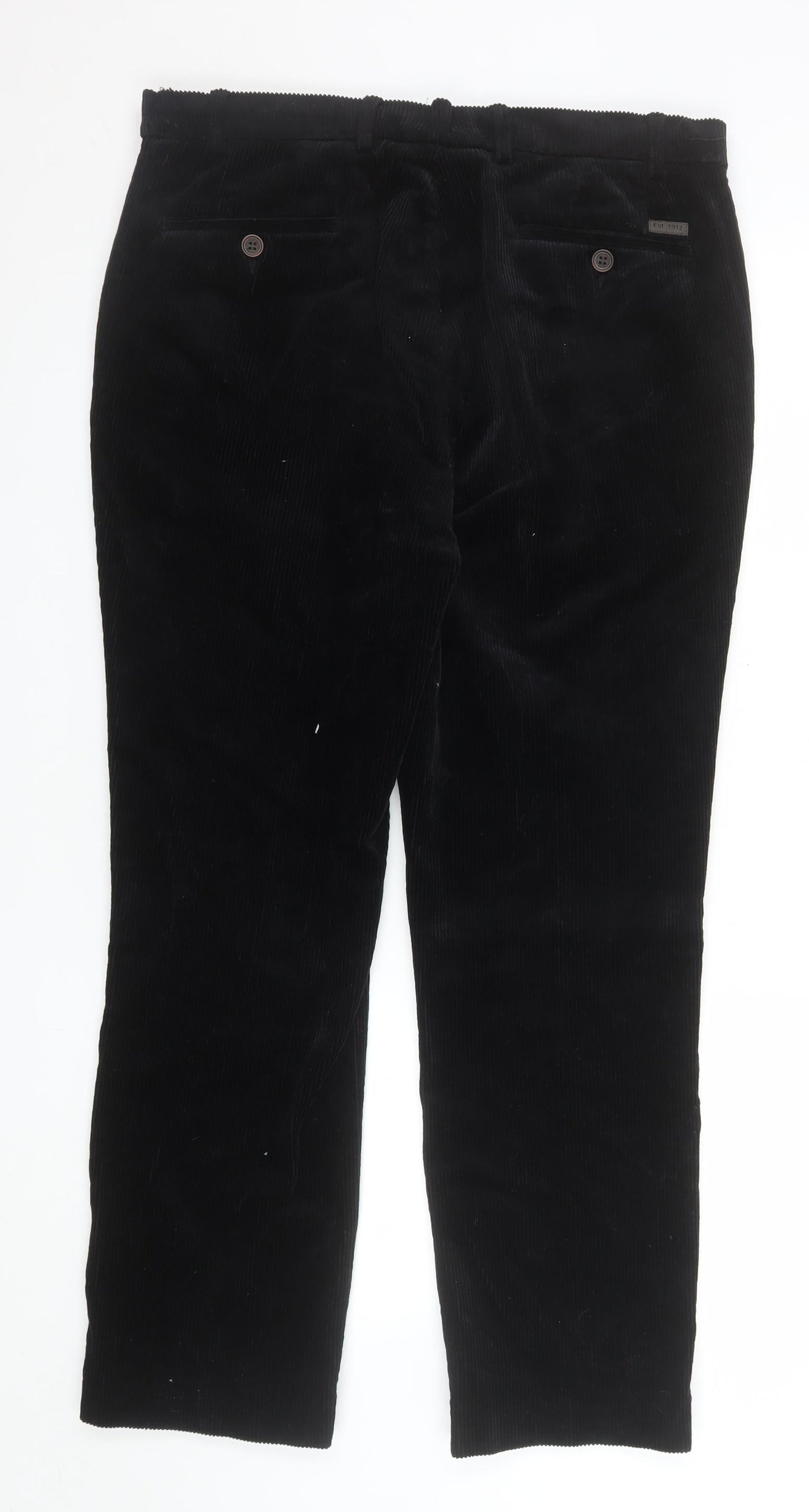 Brook Taverner Men's Black Corduroy Trousers 36W Regular Fit