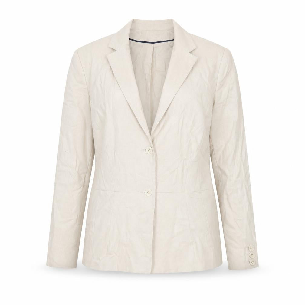 Linea Women Beige Linen Blend Single-Breasted Blazer Size 16