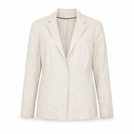Linea Women Beige Linen Blend Single-Breasted Blazer Size 16