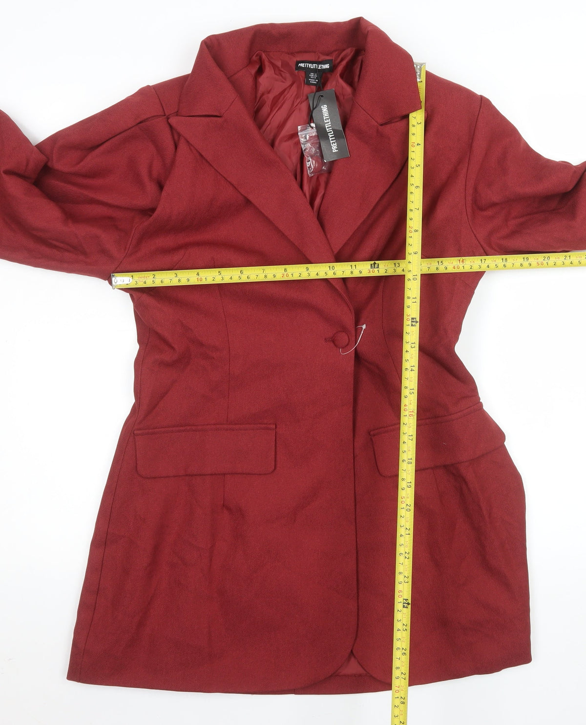 PrettyLittleThing Women's Red Single-Breasted Blazer UK 12