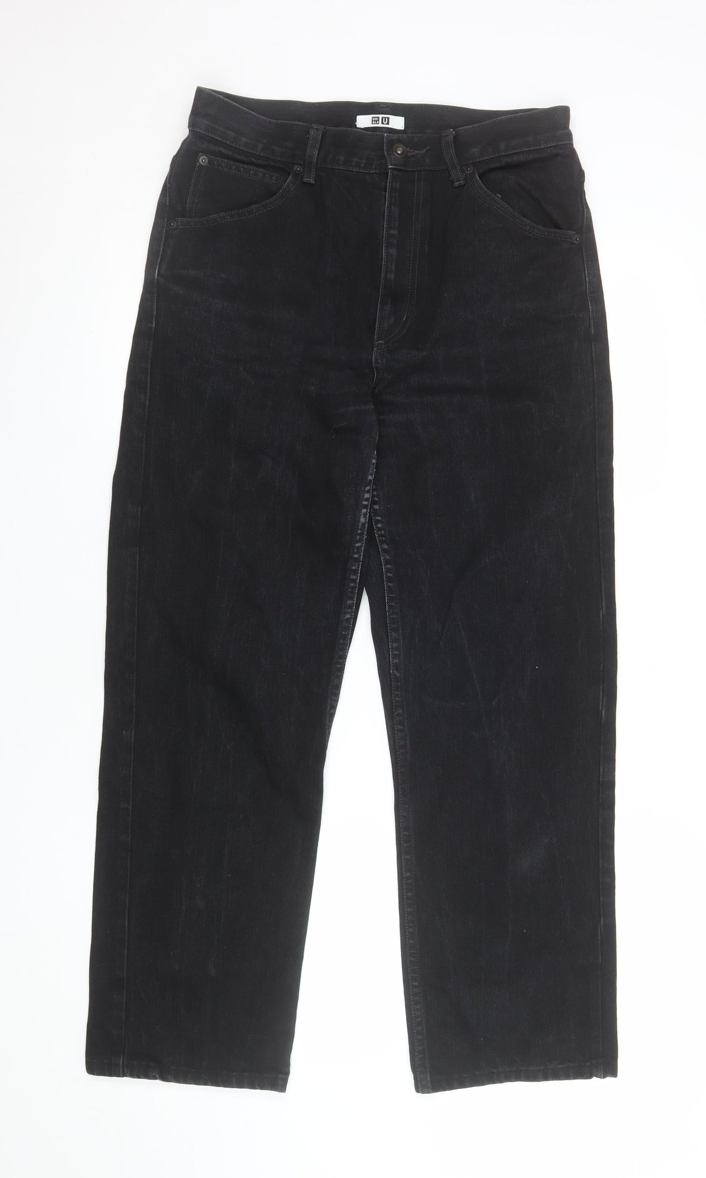 Uniqlo U Mens Black Straight Fit Denim Jeans Size 27x32