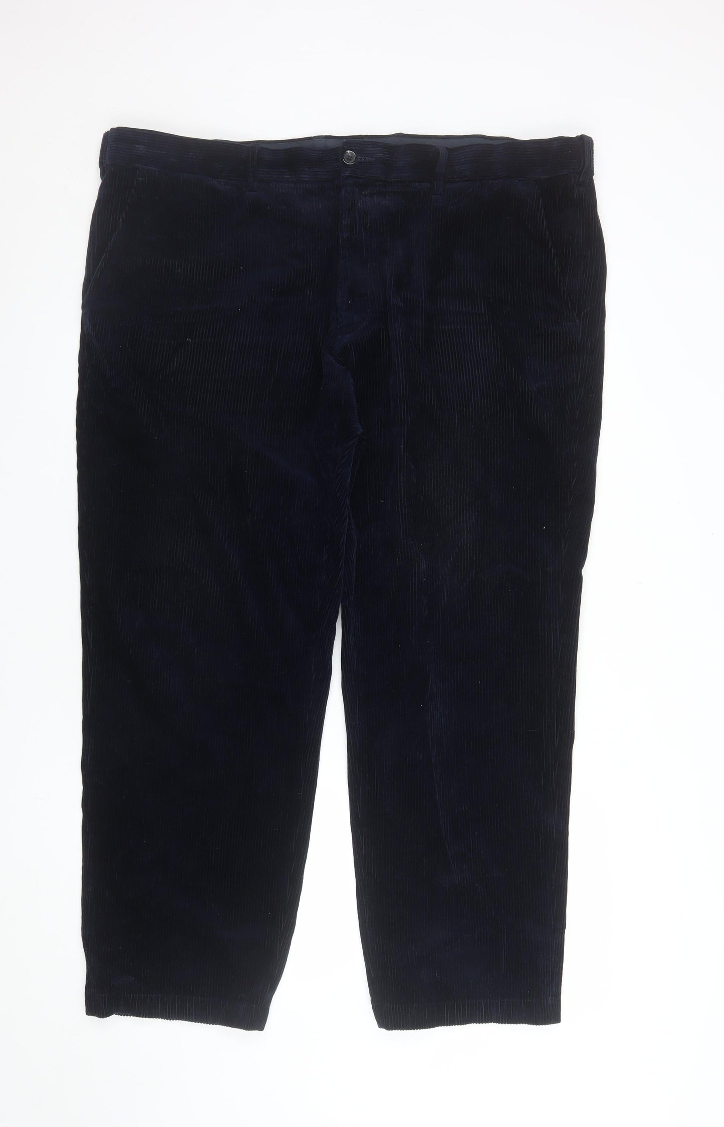Marks and Spencer Men’s Blue Corduroy Regular Fit Trousers 42x29