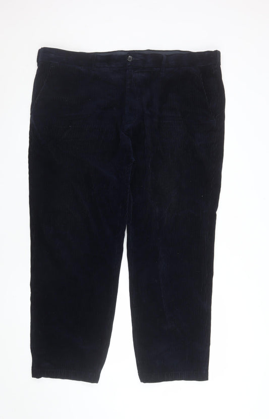 Marks and Spencer Men’s Blue Corduroy Regular Fit Trousers 42x29