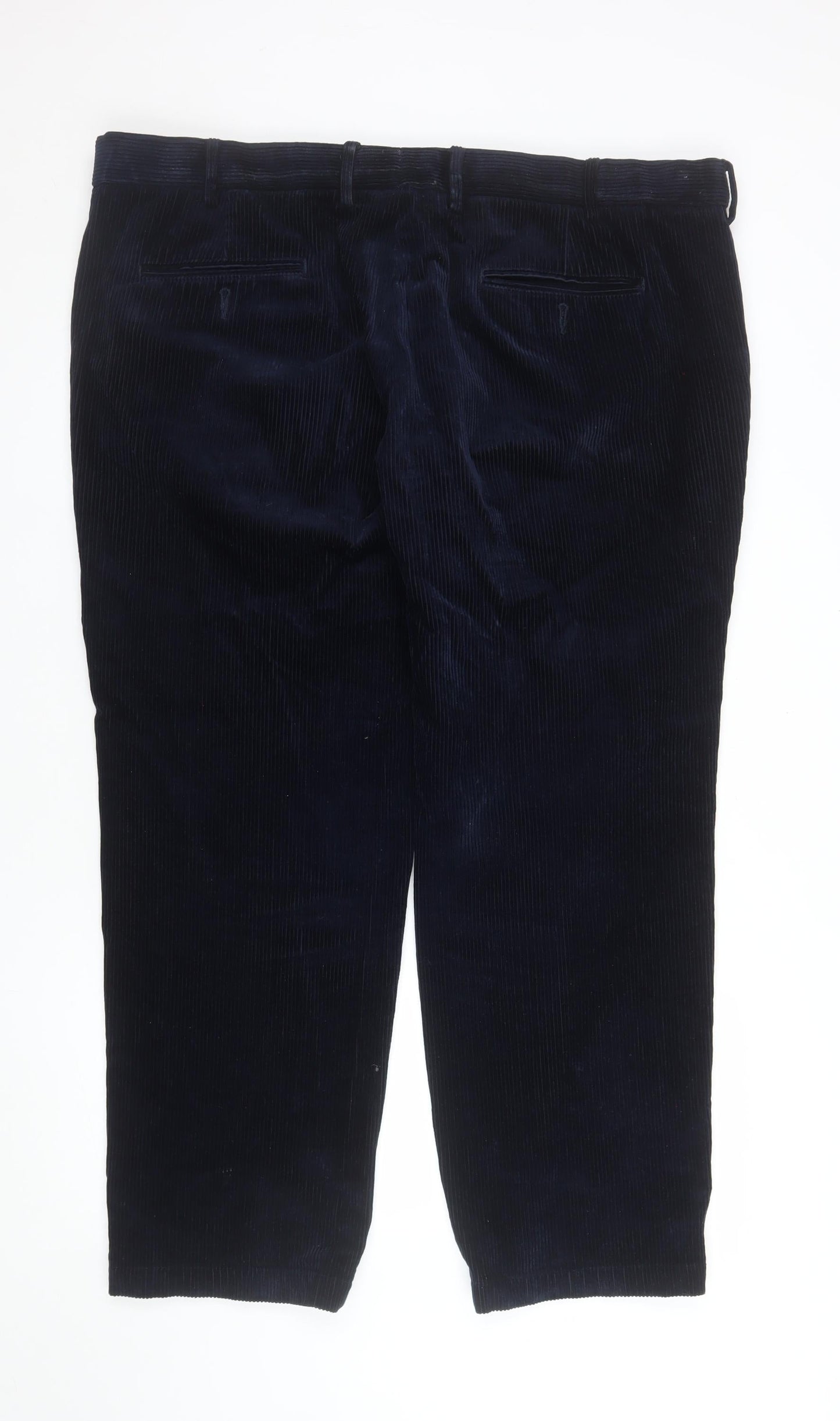 Marks and Spencer Men’s Blue Corduroy Regular Fit Trousers 42x29
