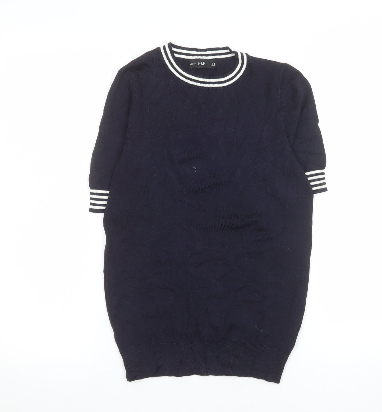 F&F Women’s Blue Short Sleeve Knit T-Shirt UK 8