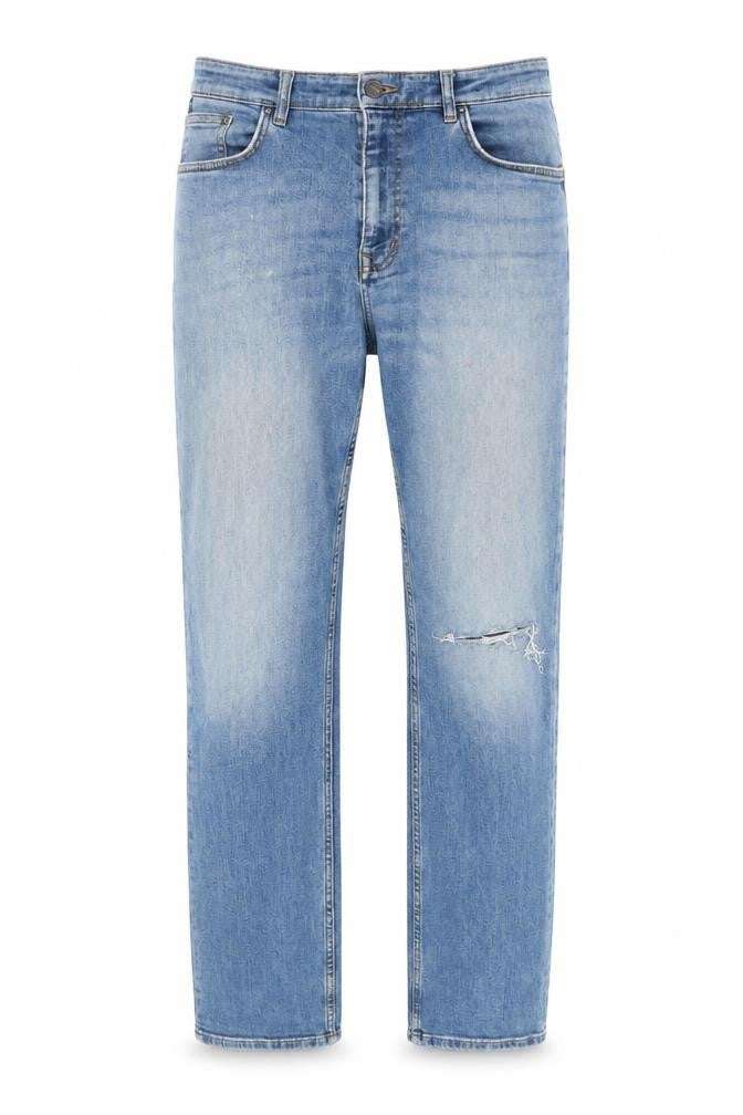 Crew Clothing Men's Blue 36L Straight Fit Distressed Jeans