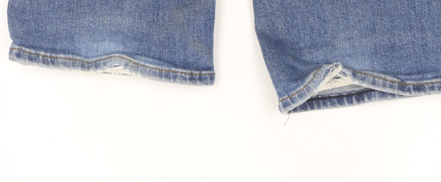 Crew Clothing Company Men's Blue 36L Straight Fit Distressed Jeans