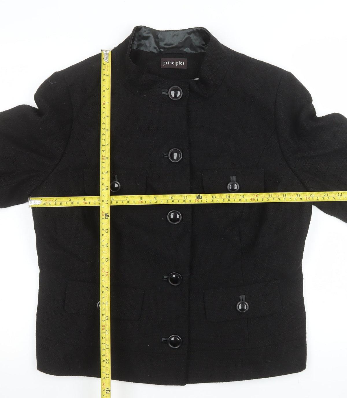 Principles Women's Black Size 18 Cotton Lined 3/4 Sleeve Blazer