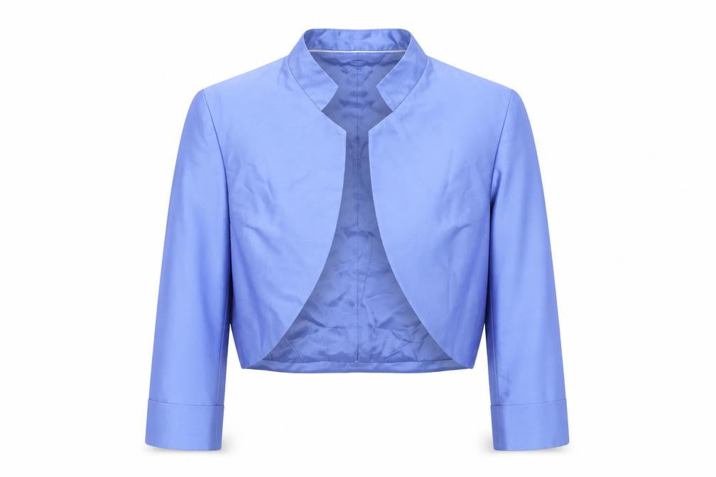 Alexon Women's Blue Cropped Silk Wool Bolero Jacket Size 16
