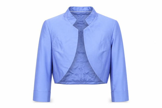 Alexon Women's Blue Cropped Silk Wool Bolero Jacket Size 16