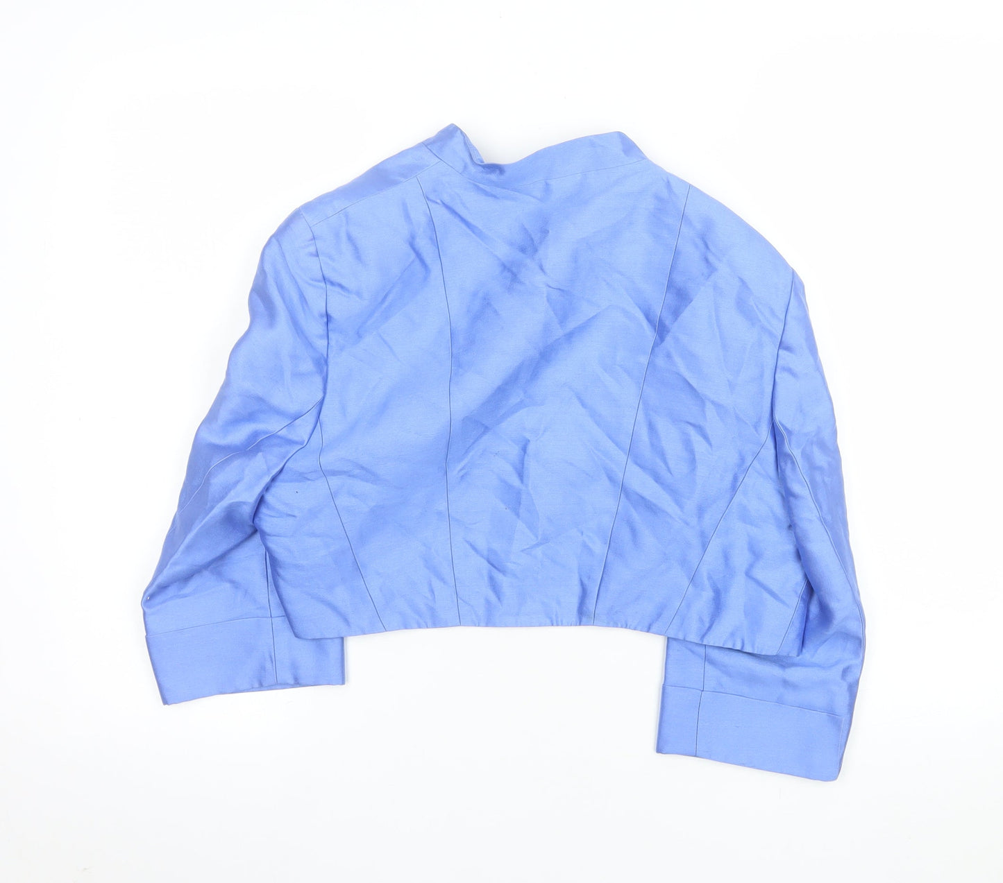 Alexon Women's Blue Cropped Silk Wool Bolero Jacket Size 16