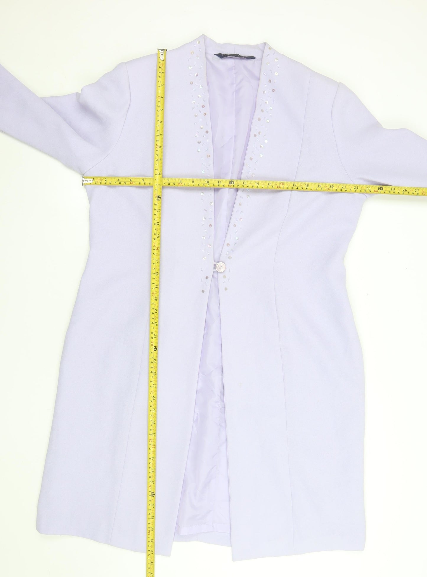 Fashion Extra Women's Purple Beaded Long Overcoat UK 18