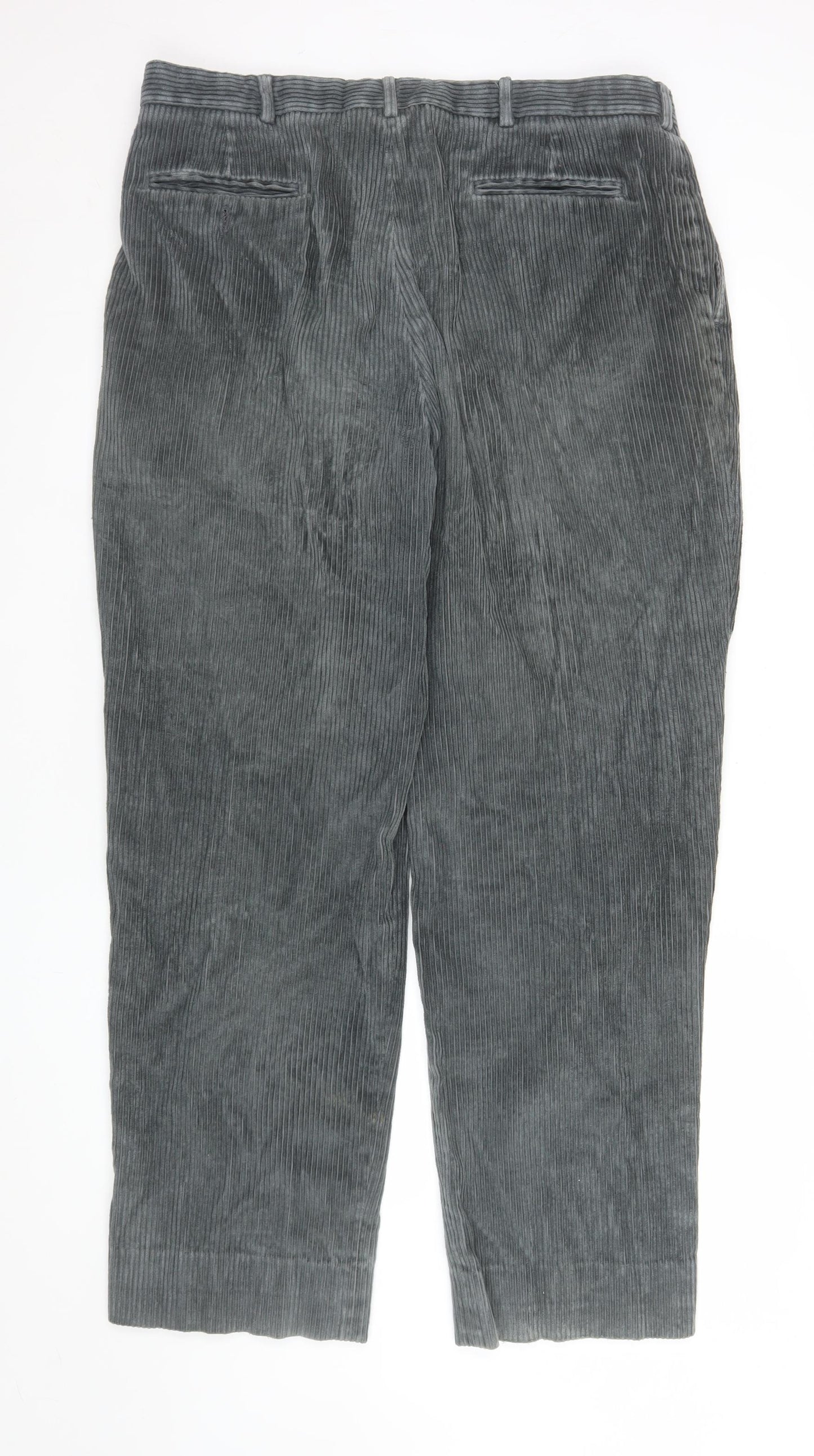 Lands' End Men's Grey Corduroy Trousers Size 38 Regular Classic Fit