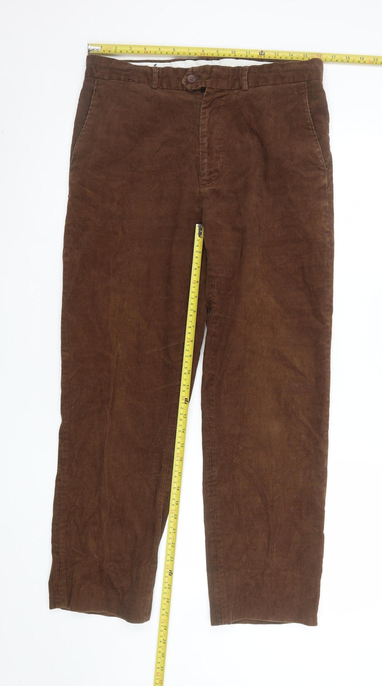 James Pringle Men's Brown Corduroy Straight Trousers 34W 29L