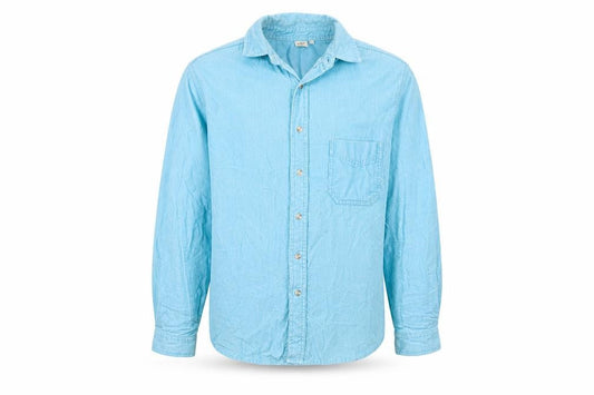 Cotton Traders Men's Blue Corduroy Long Sleeve Button-Up Shirt M