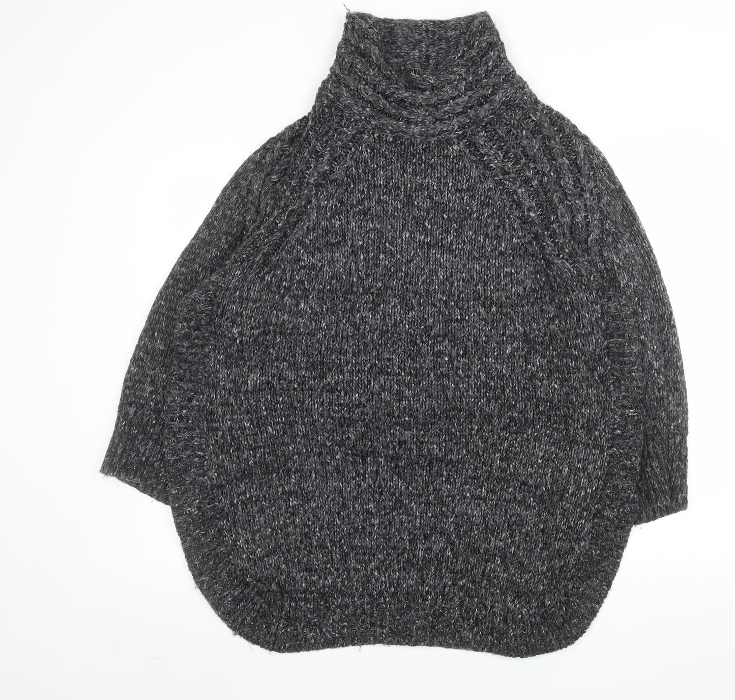 JD Williams Women Grey Chunky Roll Neck Acrylic Knit Jumper Size S