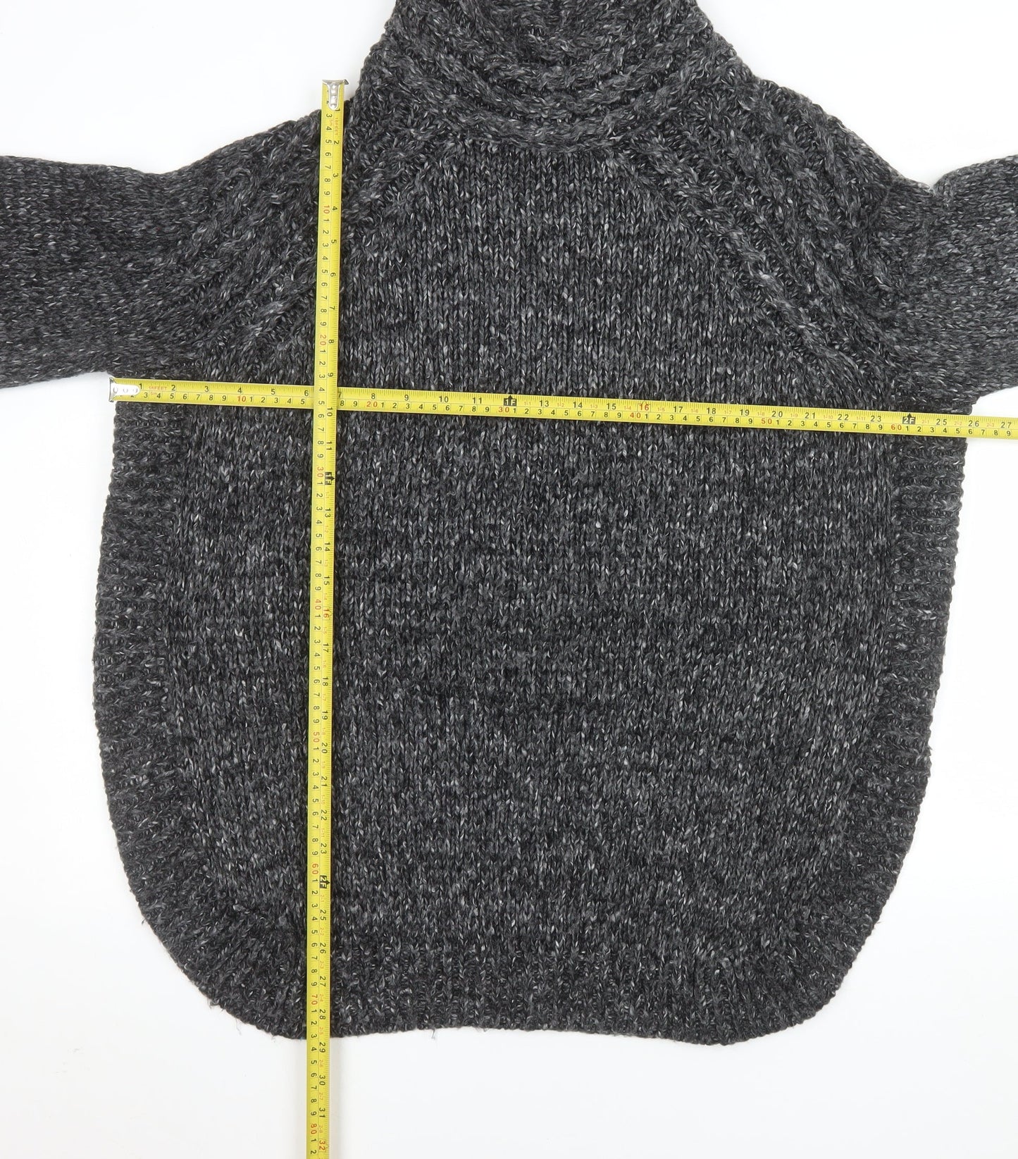 JD Williams Women Grey Chunky Roll Neck Acrylic Knit Jumper Size S