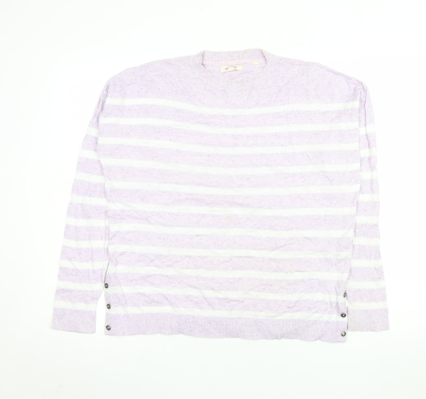 Fat Face Womens Purple Striped Cotton Long Sleeve Blouse Size 12