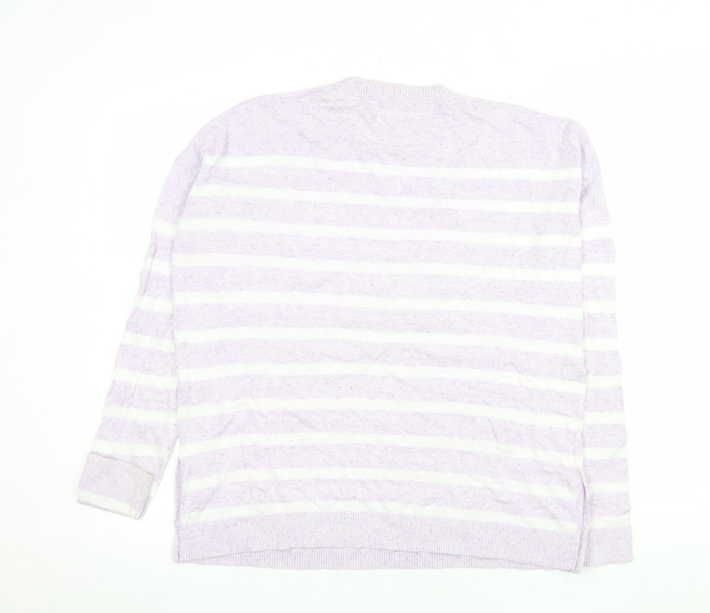 Fat Face Womens Purple Striped Cotton Long Sleeve Blouse Size 12