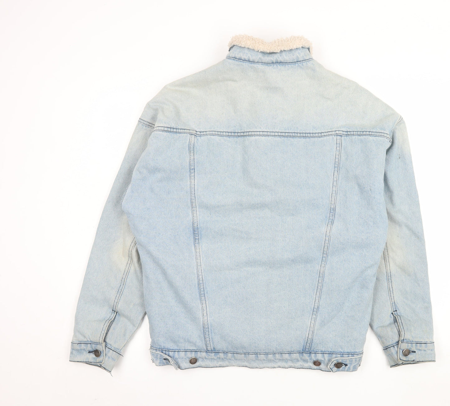 NTH Mens Blue Denim Sherpa Lined Bomber Jacket Size M