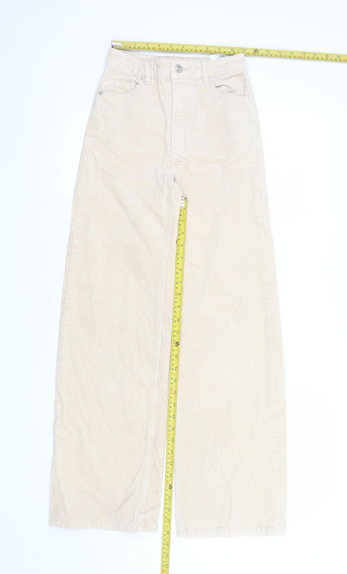 H&M Divided Women's Beige Corduroy Wide-Leg Trousers Size 4