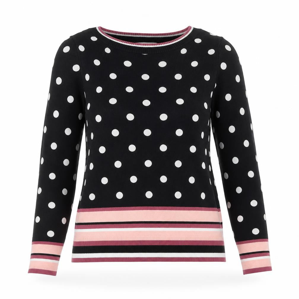 Next Womens Black Polka Dot Crew Neck Knit Jumper Size 8