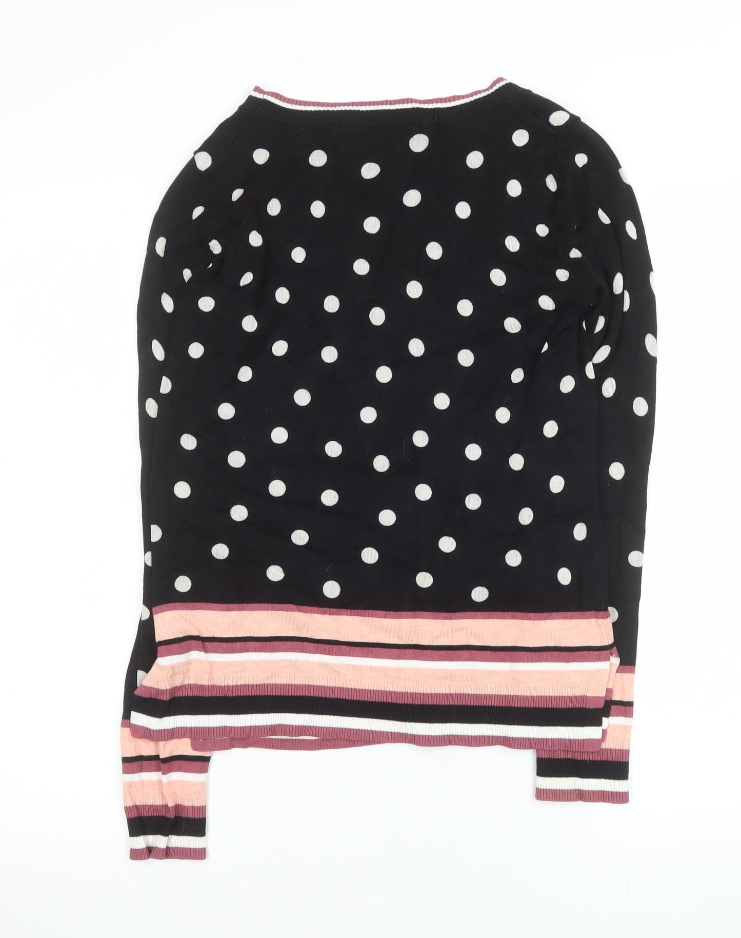 Next Womens Black Polka Dot Crew Neck Knit Jumper Size 8