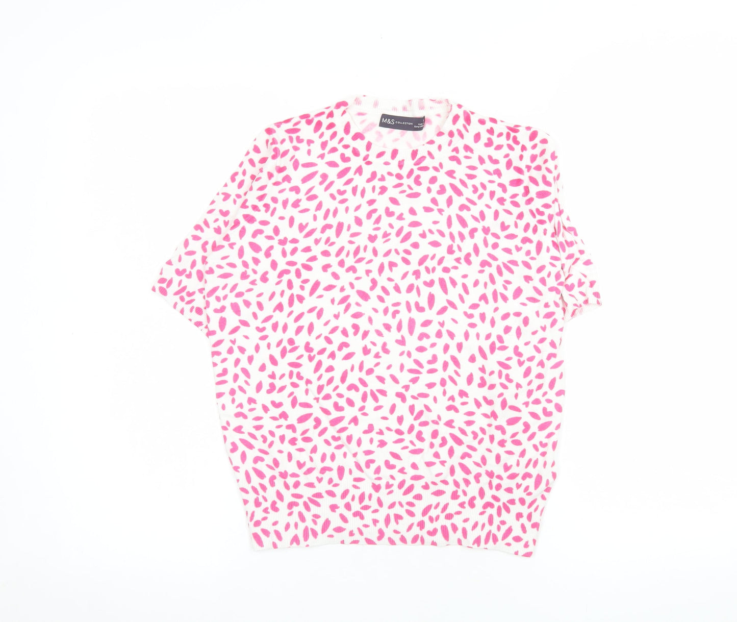 Marks and Spencer Women’s Pink Knit Crew Neck Short Sleeve T-Shirt Size 8