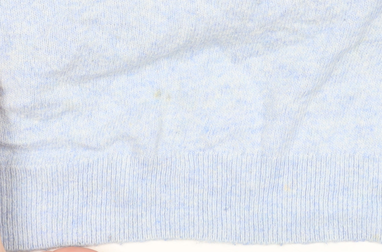 Mint Velvet Women's Blue Star V-Neck Cotton Cashmere Jumper Size M
