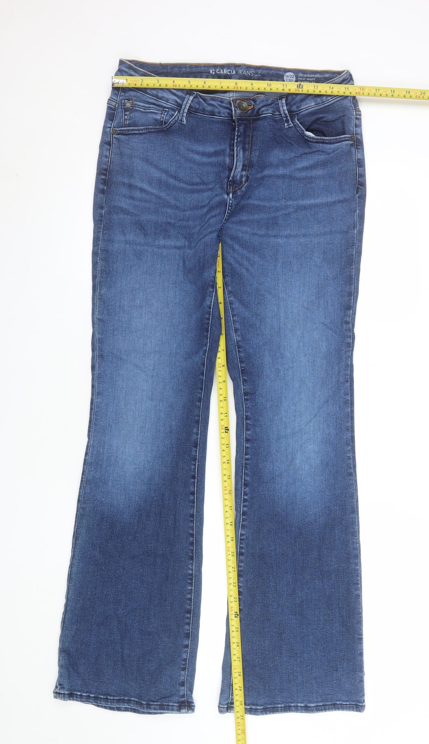 Garcia Jeans Womens Blue High Waist Flared Jeans W32 L32