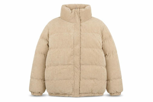 Boohoo Women Beige Corduroy Puffer Jacket Size 24