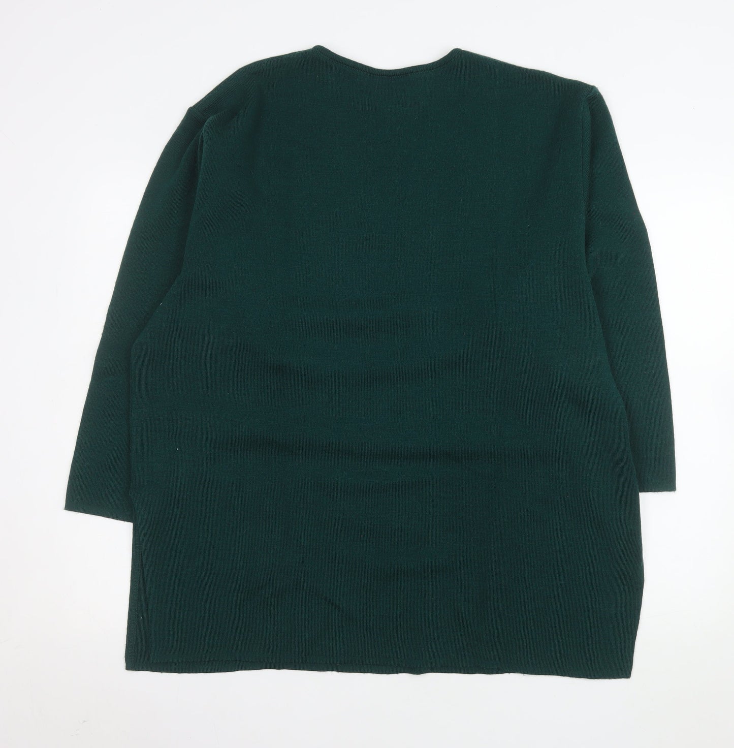 Le Minor Women Green Wool Acrylic Crew Neck Pullover Jumper Size 20