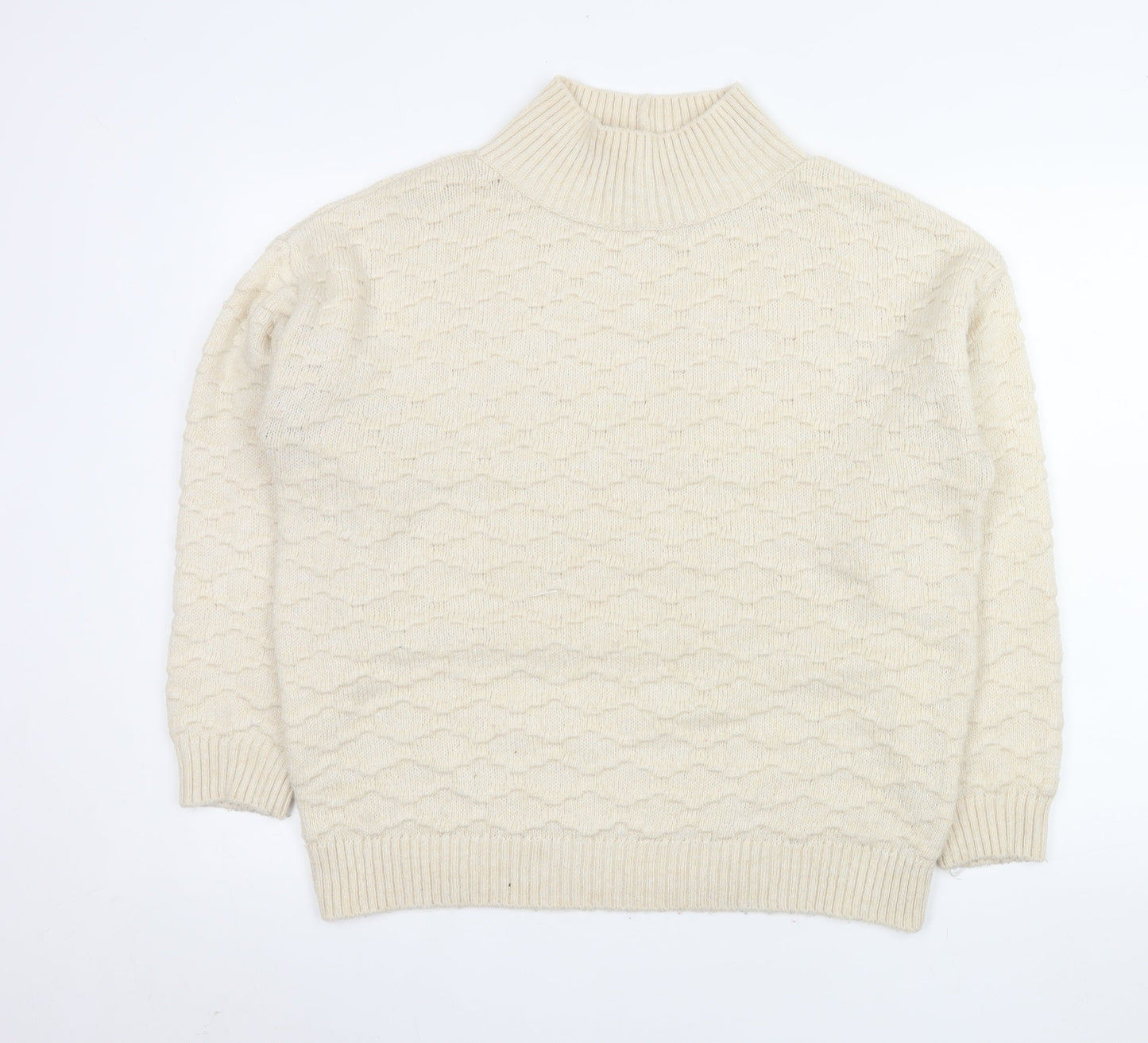 Next Men’s Beige Mock Neck Textured Knit Jumper Size M