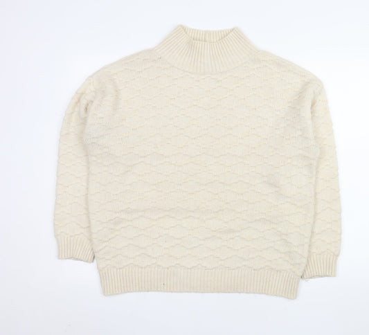 Next Men’s Beige Mock Neck Textured Knit Jumper Size M