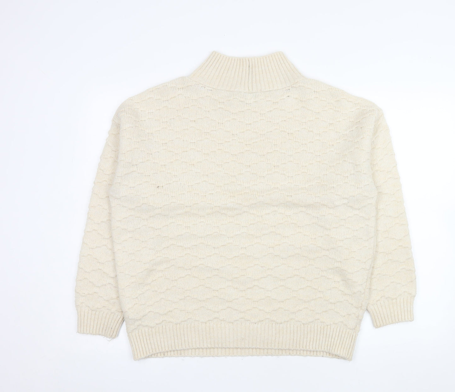 Next Men’s Beige Mock Neck Textured Knit Jumper Size M