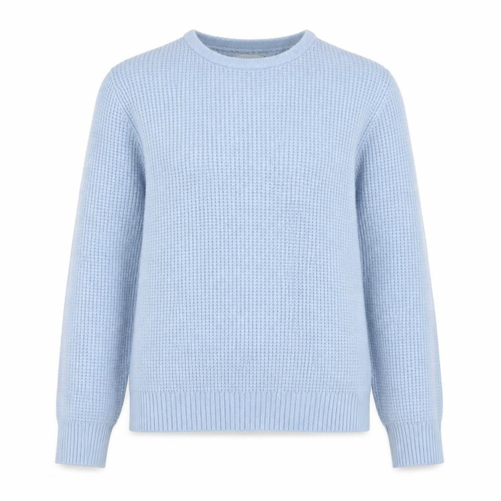 Percival Women Blue Wool Waffle-Knit Crew Neck Jumper Size S