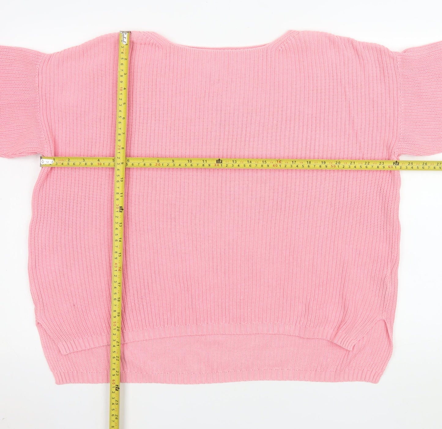 Marks and Spencer Womens Pink Cotton Crew Neck Pullover Jumper L