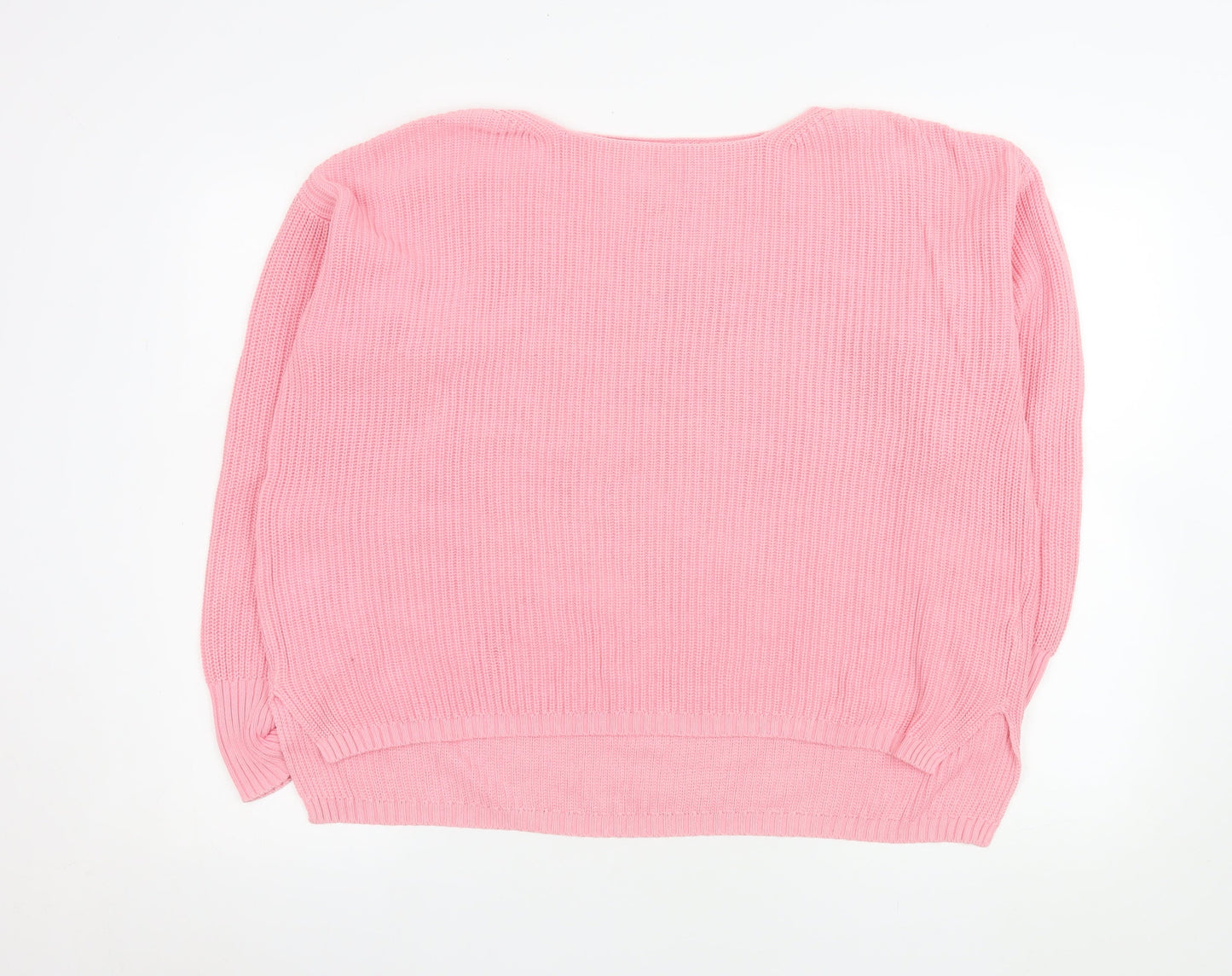 Marks and Spencer Womens Pink Cotton Crew Neck Pullover Jumper L