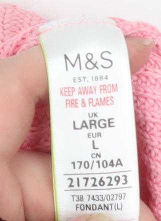 Marks and Spencer Womens Pink Cotton Crew Neck Pullover Jumper L