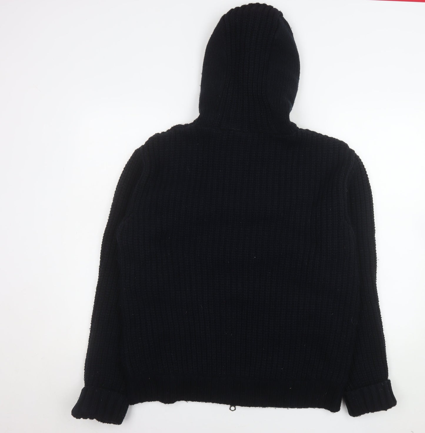 Replay Men’s Black Knit Hooded Lined Full Zip Winter Jacket Size L
