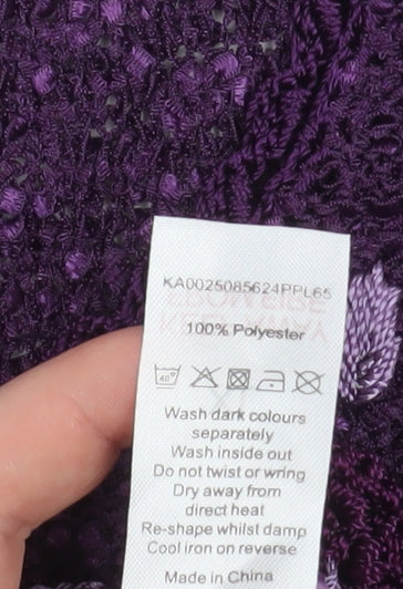 Bonmarché Women Purple Embroidered Pullover Jumper XL Polyester