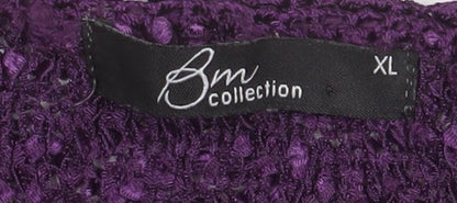 Bonmarché Women Purple Embroidered Pullover Jumper XL Polyester