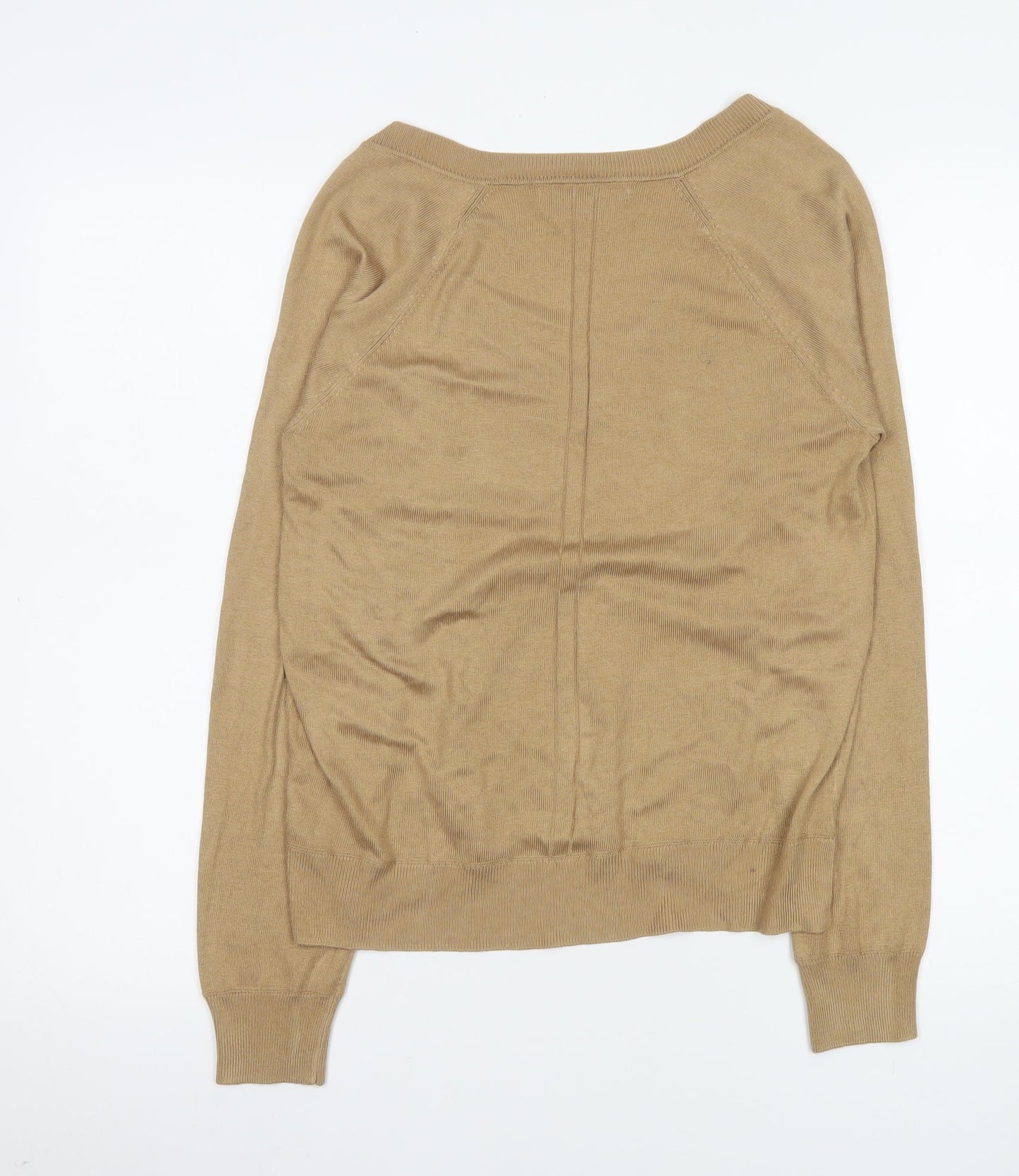Next Women's Beige V-Neck Long Sleeve Knit Blouse Size 8