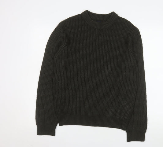 River Island Men's Green Waffle-Knit Acrylic Jumper Size S