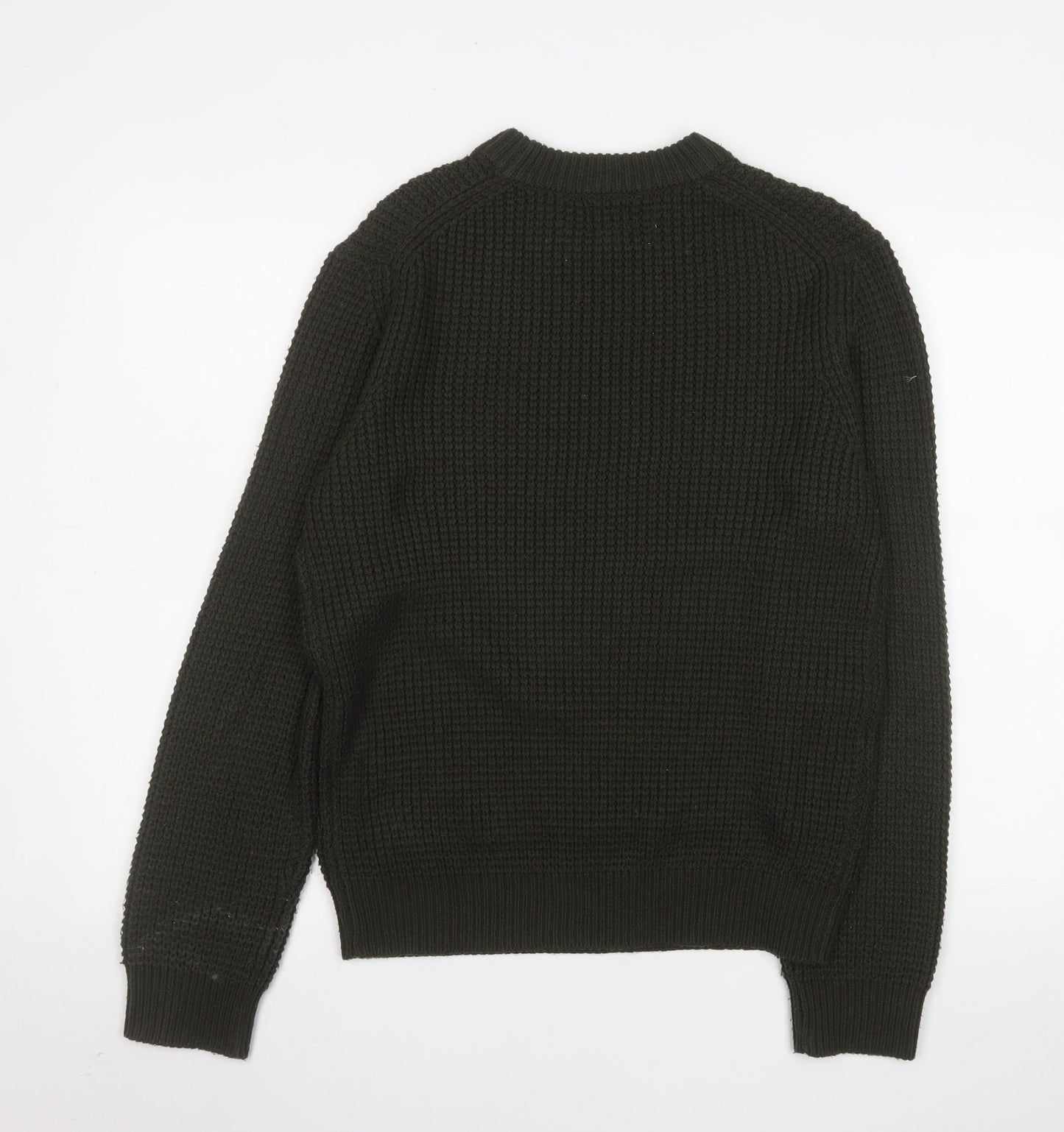 River Island Men's Green Waffle-Knit Acrylic Jumper Size S