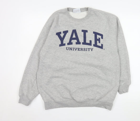 Yale Men's Grey Small Crew Neck Pullover Sweatshirt Logo Fleece