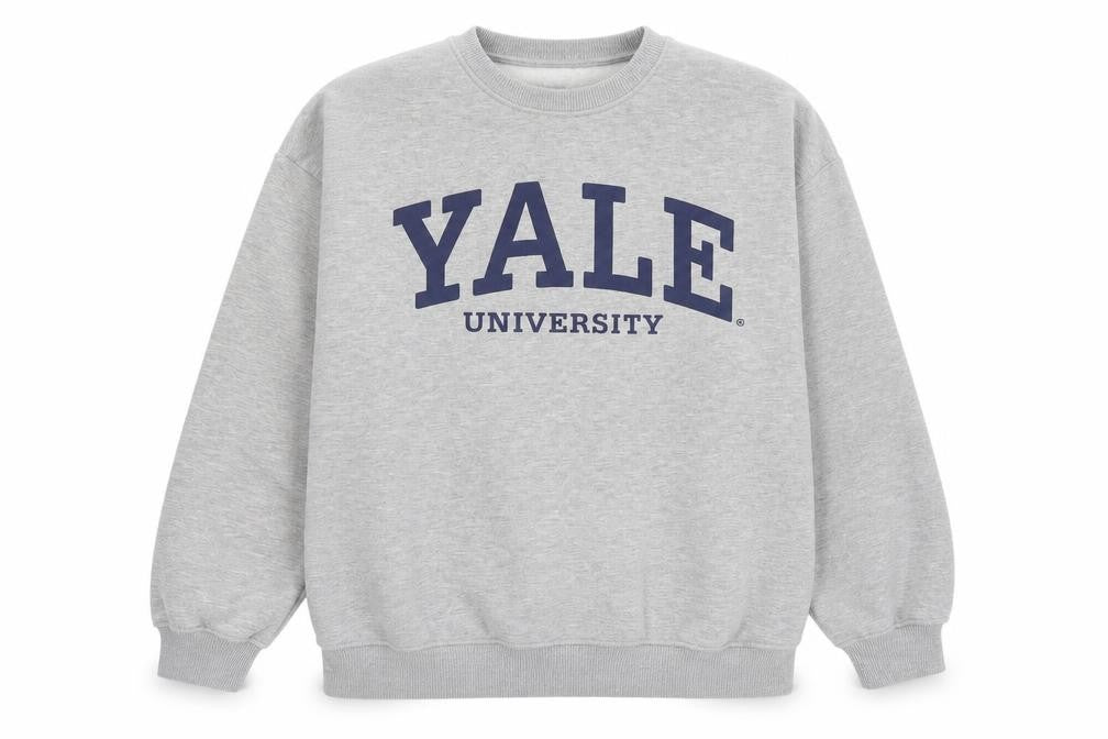 Yale Men's Grey Small Crew Neck Pullover Sweatshirt Logo Fleece