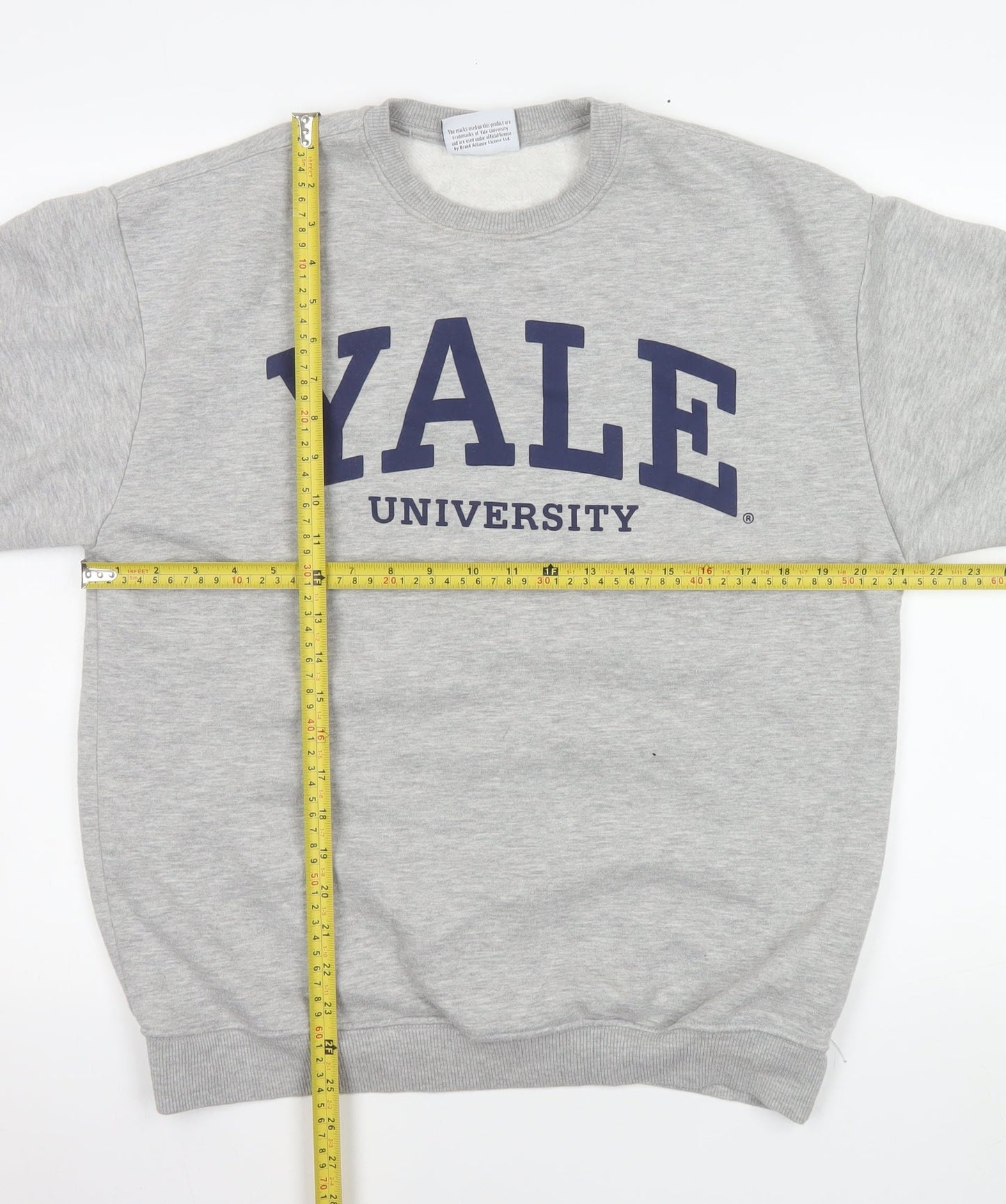 Yale Men's Grey Small Crew Neck Pullover Sweatshirt Logo Fleece