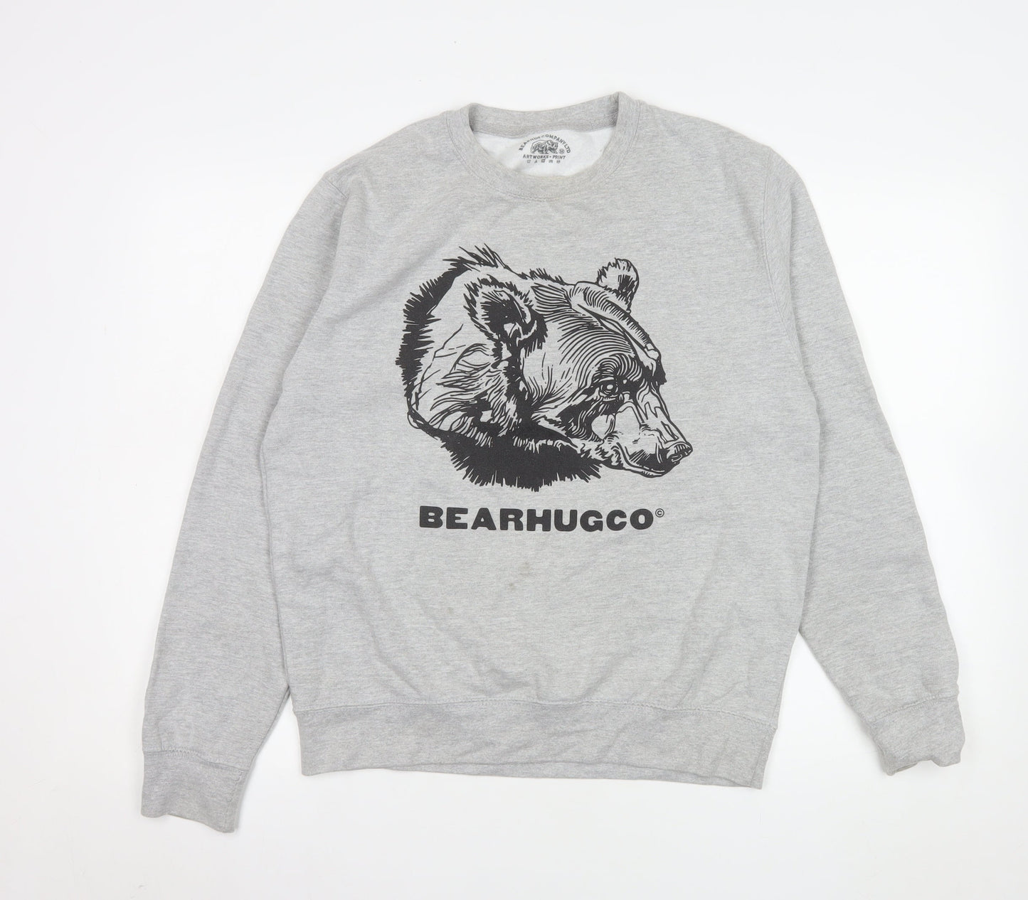 BearhugCo Men Grey Graphic Print Crew Neck Sweatshirt M